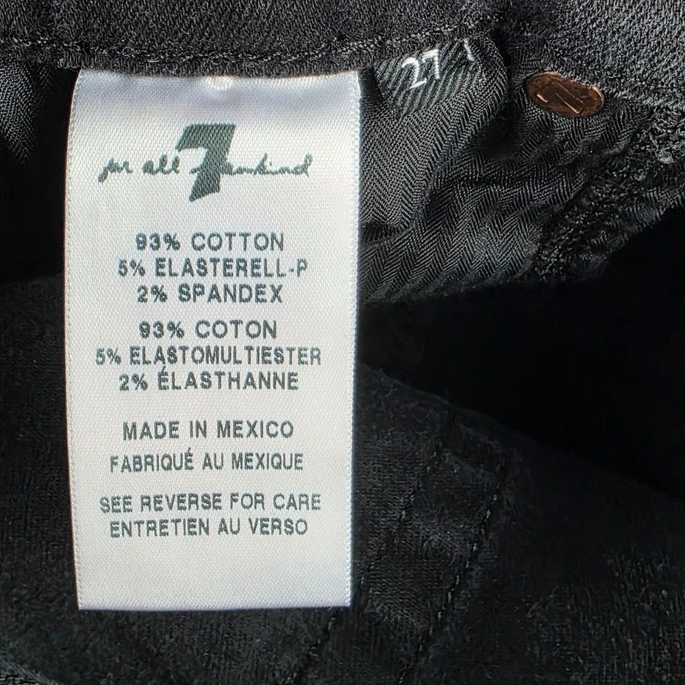 7 For All Mankind Aubrey High Rise Skinny Jeans Distressed Black Size 27